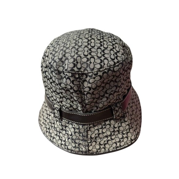 Coach Vtg Black & Grey Signature Y2K  Bucket Hat, Medium / Large, Preppy Casual - Picture 4 of 7